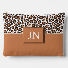 Bolsito Accesorio Grande Estampado de leopardo marrón de moda con iniciales