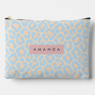 Bolsito Accesorio Grande Estampado Personalizado de Leopardo Azul Suave