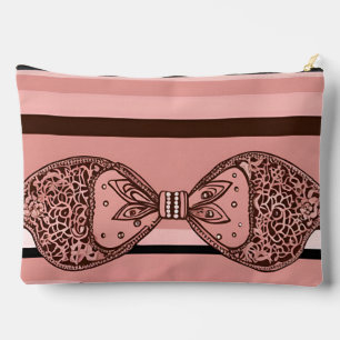 Bolsito Accesorio Grande Estética Coquette Rosa y Lazo de Encaje Marrón 