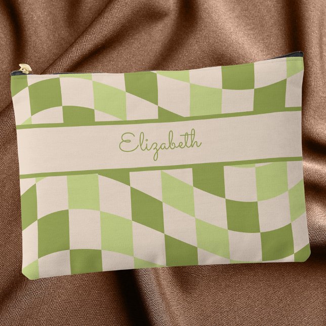 Bolsito Accesorio Grande Estilo Retro Verde y Marfil Patrón Cuaderno (Subido por el creador)