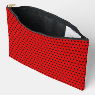 Bolsito Accesorio Grande Estiloso Patrón De Puntos De Polka Negro Sobre Roj