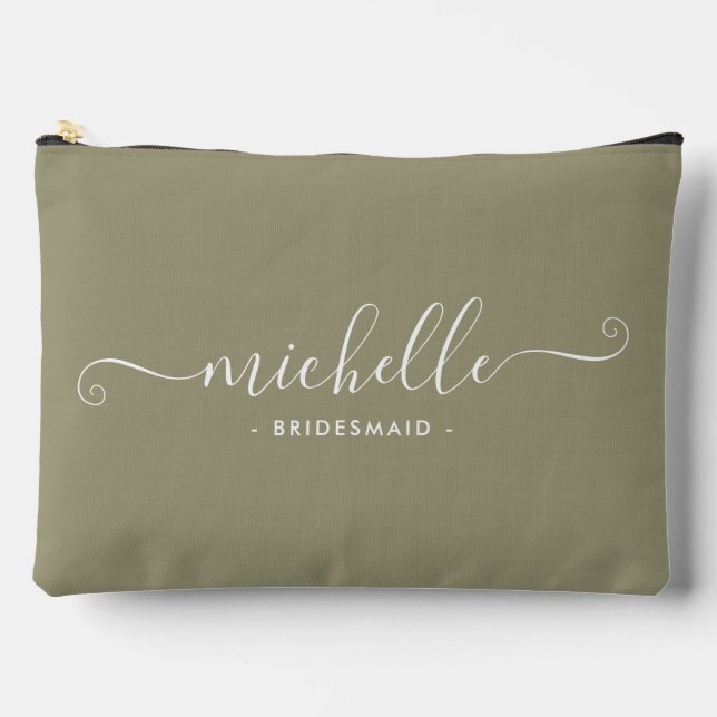 Bolsito Accesorio Grande Eucalyptus Green Personalized Bridesmaid (Anverso)