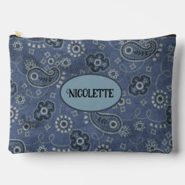 Bolsito Accesorio Grande Faux Blue Ante and Western Blue Paisley