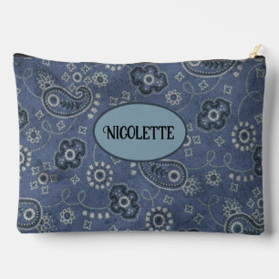 Bolsito Accesorio Grande Faux Blue Ante and Western Blue Paisley