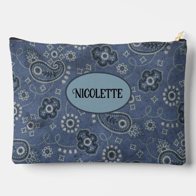 Bolsito Accesorio Grande Faux Blue Ante and Western Blue Paisley (Reverso )