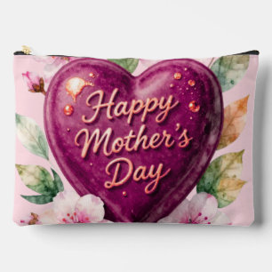 Bolsito Accesorio Grande Feliz Día de la Madre Corazón Púrpura en Flor