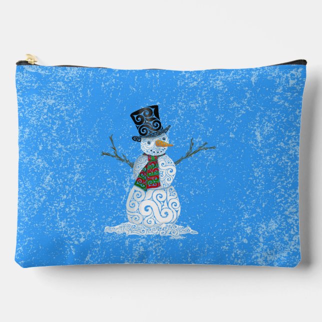 Bolsito Accesorio Grande Feliz Swirly Snowman (Anverso)