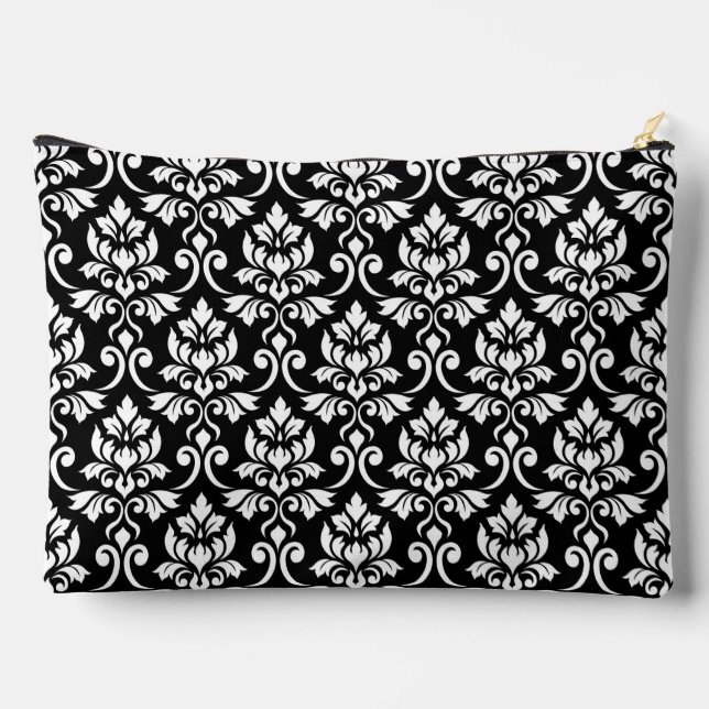 Bolsito Accesorio Grande Feuille Damask Gran patrón blanco en negro (Reverso )