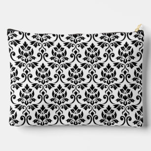 Bolsito Accesorio Grande Feuille Damask Gran patrón negro en blanco