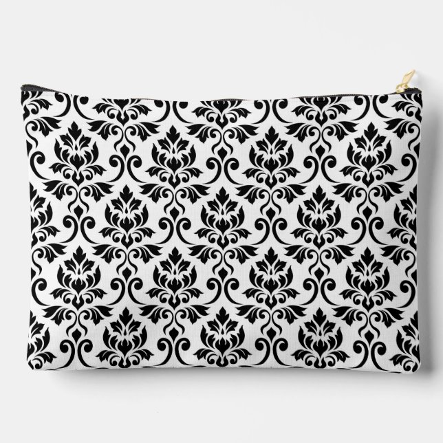 Bolsito Accesorio Grande Feuille Damask Gran patrón negro en blanco (Reverso )