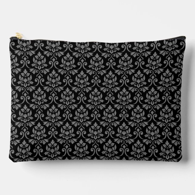 Bolsito Accesorio Grande Feuille Damask Pattern Gray en negro (Anverso)