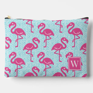 Bolsito Accesorio Grande Flamenco Tropical - Clave Griega Rosa y Turquesa M