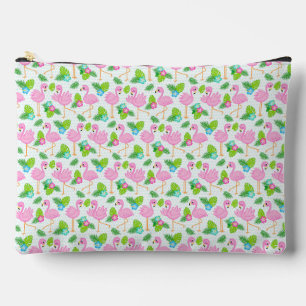 BOLSITO ACCESORIO GRANDE FLAMENCOS ROSADOS ADORABLES Y FLORES TROPICALES
