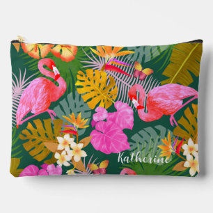 Bolsito Accesorio Grande Flamingo Garden Dark Green