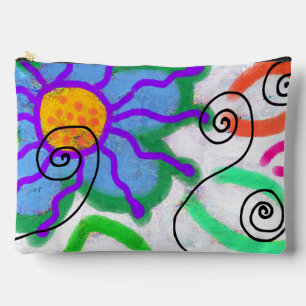 Bolsito Accesorio Grande Flor azul Funky Abstract Art Cosmetics Bag