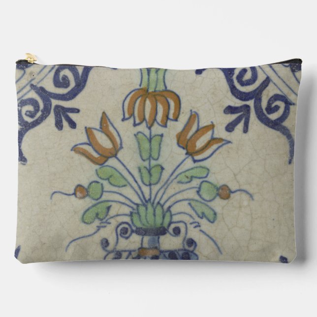 Bolsito Accesorio Grande Flor De Cerámica Delft Tile Antiguo (Anverso)