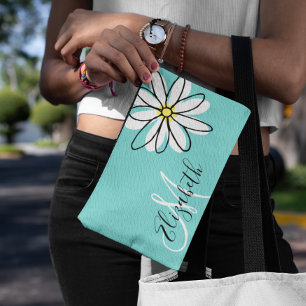 Bolsito Accesorio Grande Flor de Garabato de Daisy Monograma Personalizado
