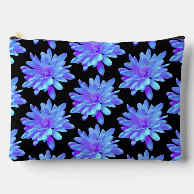 Bolsito Accesorio Grande Flor floral azul violeta elegante (Anverso)