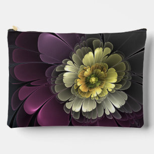 Bolsito Accesorio Grande Flor Fractal Gris Purpura Moderna Abstracta