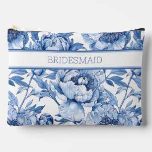 Bolsito Accesorio Grande Flor Personalizada de Viaje Floral Azul para Damas