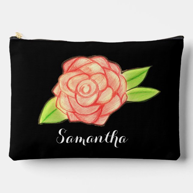 Bolsito Accesorio Grande Flor Rosa (Anverso)