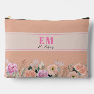 Bolsito Accesorio Grande Flor rosa polvorienta monogramada