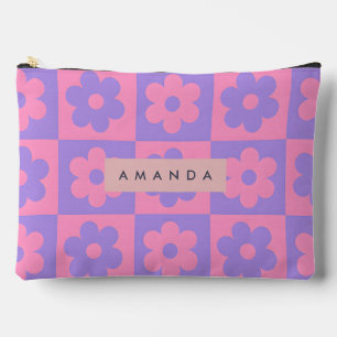 Bolsito Accesorio Grande Flor Rosa y Morada Personalizada