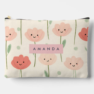 Bolsito Accesorio Grande Flor sonriente personalizada Cute Kawaii Pastel