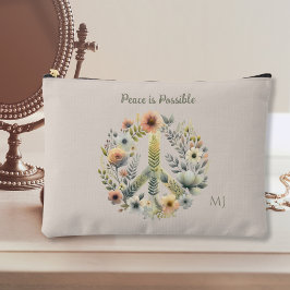 Bolsito Accesorio Grande Floral 70 retro Signo de paz "posible"