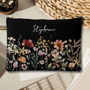 Bolsito Accesorio Grande Floral Bonito de Flor Silvestre Acuarela Monograma