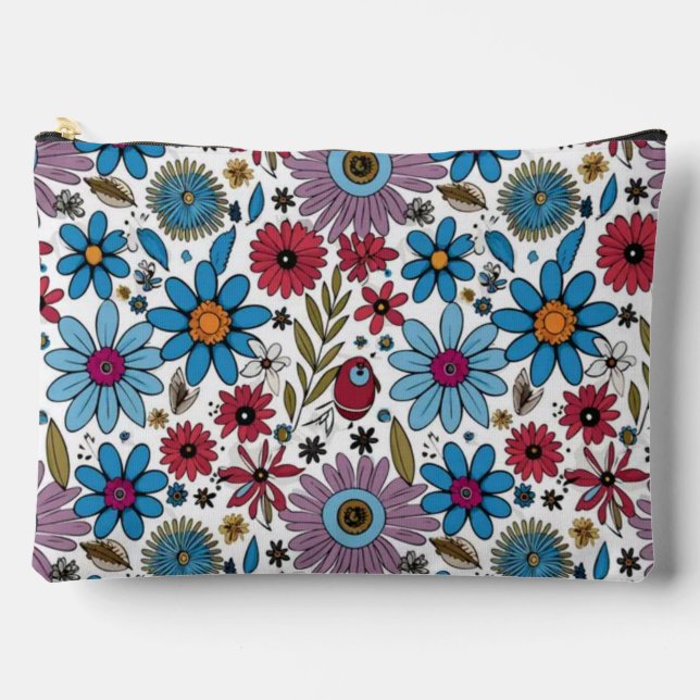 Bolsito Accesorio Grande Floral Bouquet Elegant Flowers and Leaves Design (Anverso)