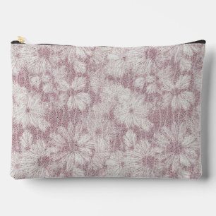 Bolsito Accesorio Grande Floral Daisy Terciopelo Rosa Polvoriento