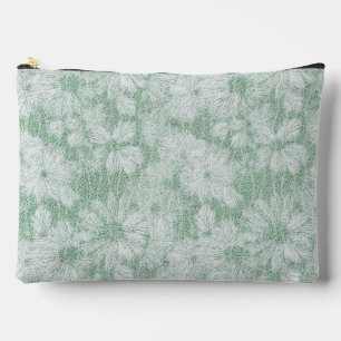 Bolsito Accesorio Grande Floral Daisy Terciopelo Verde Menta 
