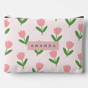 Bolsito Accesorio Grande Floral de Tulipán Rosa Encantador Personalizado