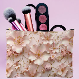 Bolsito Accesorio Grande Floral pastel rosa suave