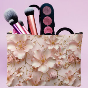 Bolsito Accesorio Grande Floral pastel rosa suave