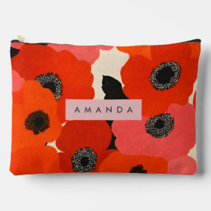 Bolsito Accesorio Grande Floral Personalizada de Amapolas Rojas y Rosadas I
