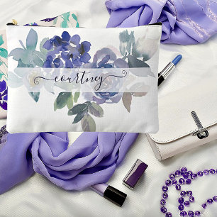 Bolsito Accesorio Grande Floral personalizado acuarela azul y verde