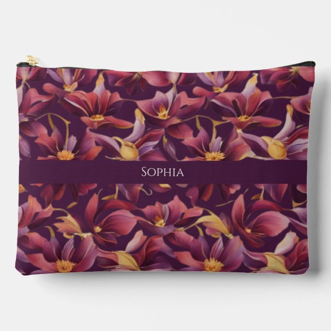 Bolsito Accesorio Grande Floral púrpura (Anverso)