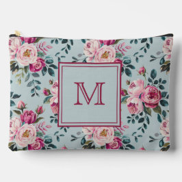 Bolsito Accesorio Grande Floral Rosa Polvorienta Grandmillennial Monograma