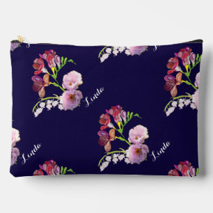 Bolsito Accesorio Grande Floral sobre azul