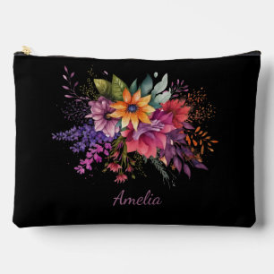 Bolsito Accesorio Grande Florales elegantes en negro