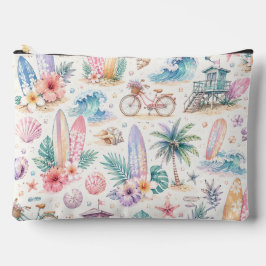 BOLSITO ACCESORIO GRANDE FLORALES TROPICALES DE VERANO PASTEL & SURFBOARDS