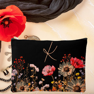 Bolsito Accesorio Grande Flores de primavera brillantes en monograma negro