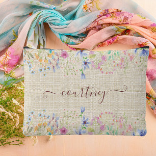 Bolsito Accesorio Grande Flores de primavera en acuarela personalizadas