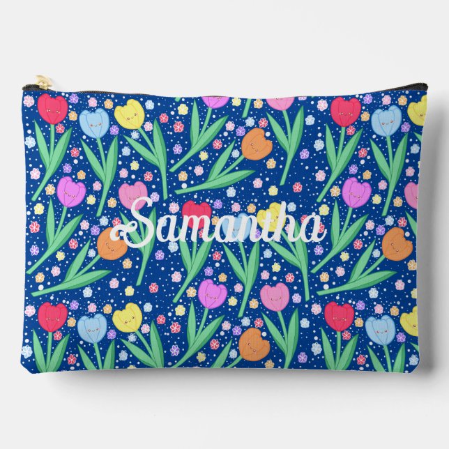 Bolsito Accesorio Grande Flores de tulipanes coloridas (Anverso)