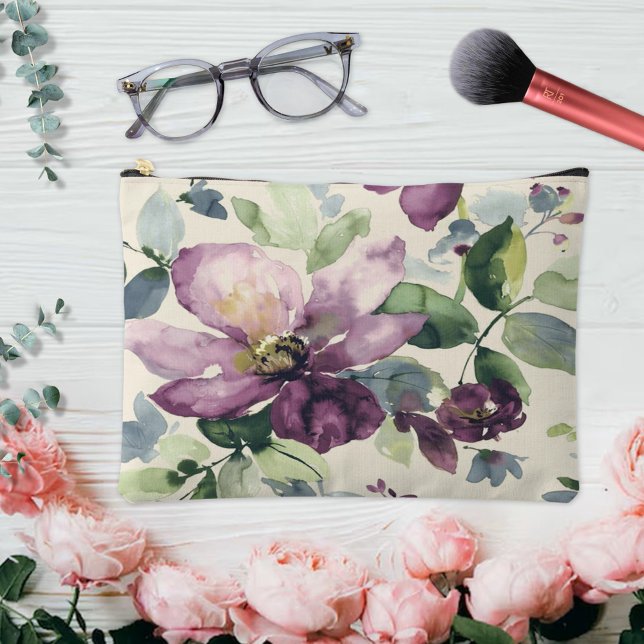 Bolsito Accesorio Grande Flores Moradas Aquarela  (Subido por el creador)