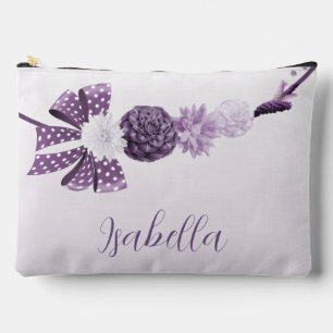 Bolsito Accesorio Grande flores moradas blancas románticas