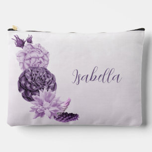 Bolsito Accesorio Grande flores moradas blancas románticas