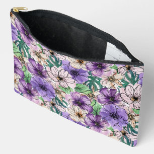 Bolsito Accesorio Grande Flores moradas y rosas